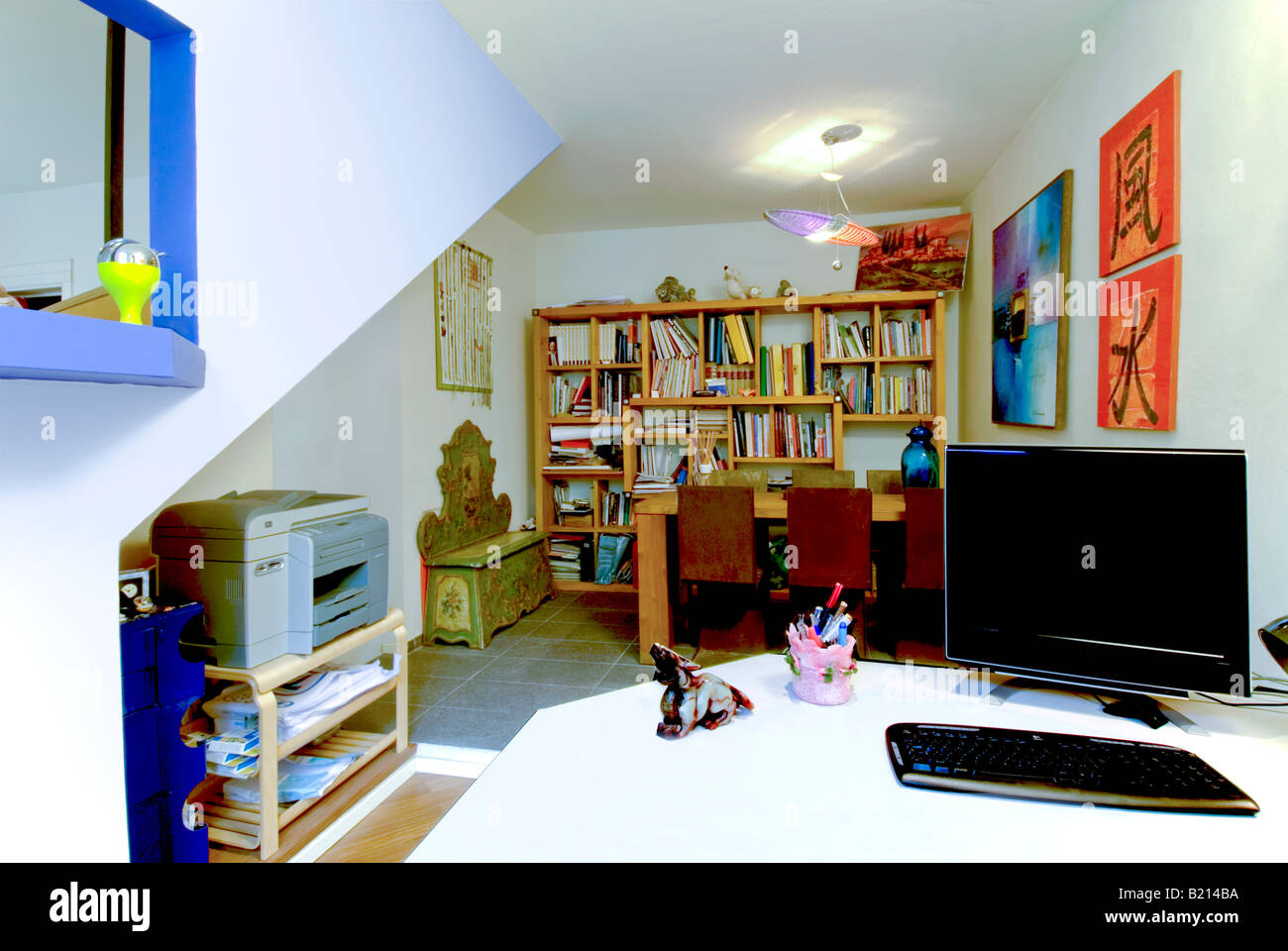 workspace and library Stock Photo - Alamy