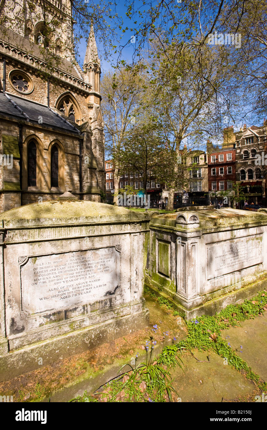 Graveyard by St Mary Abbots Church Kensington London W8 United Kingdom Stock Photo