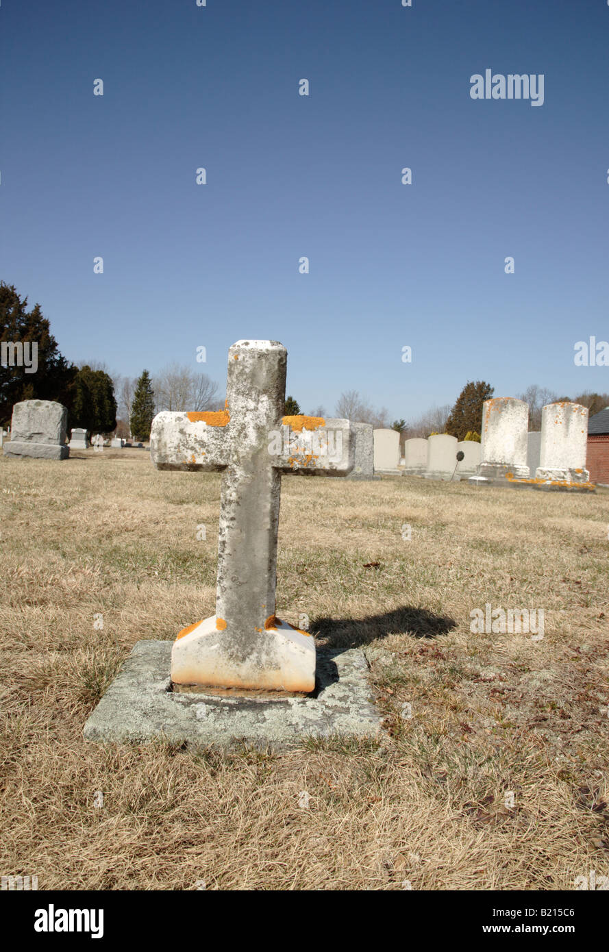 New England graveyard during the spring months Stock Photo