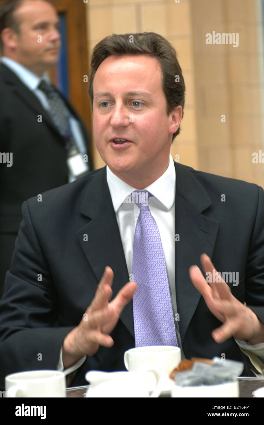 conservative leader david cameron talking at a meeting Stock Photo