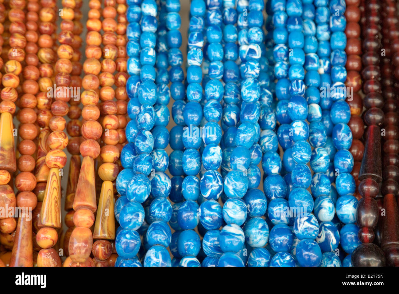 Colorful beads for sale at Chatuchak Market, Bangkok, Thailand Stock