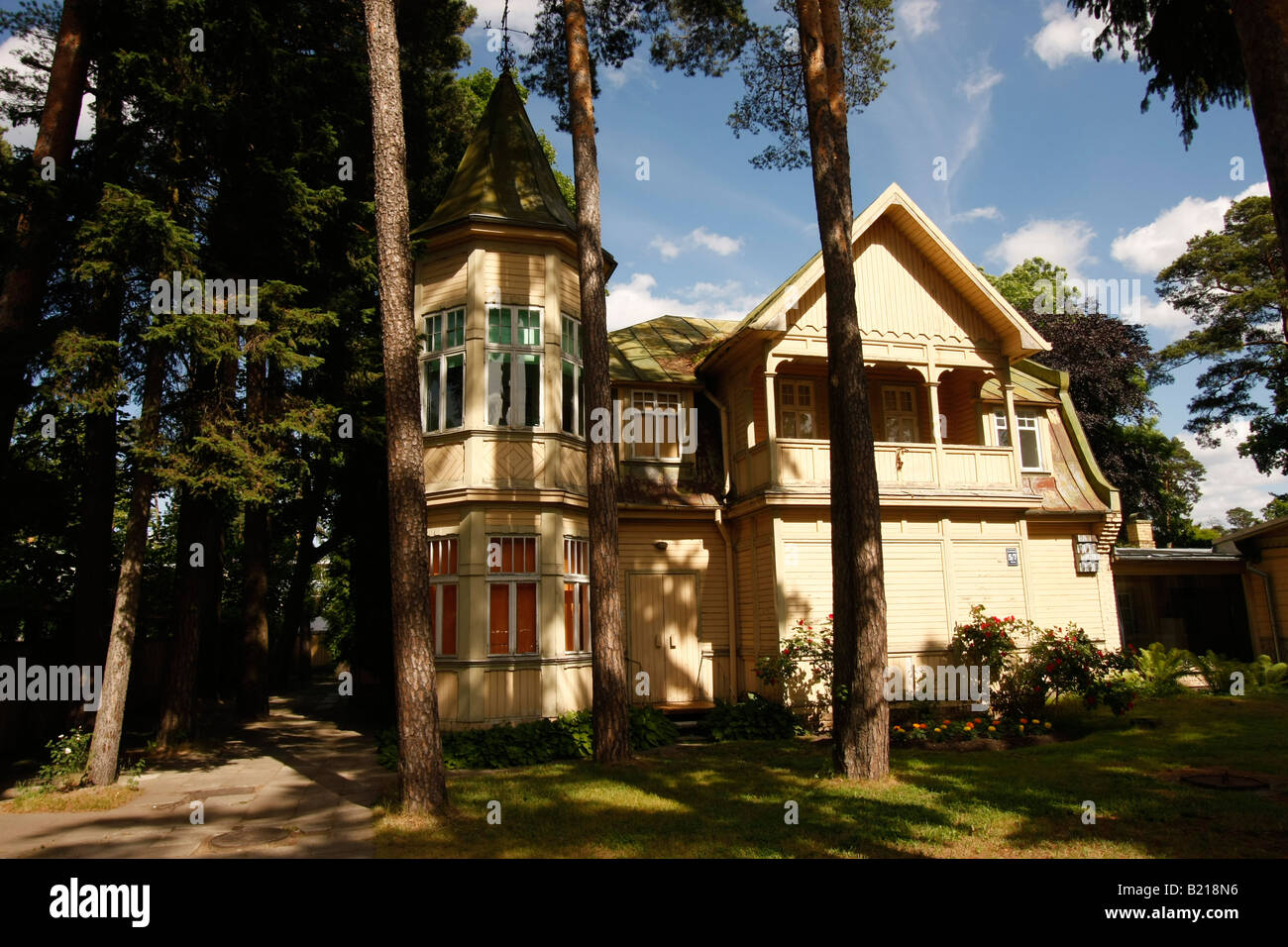 typical wooden home in Jurmala Latvia Baltic states Stock Photo
