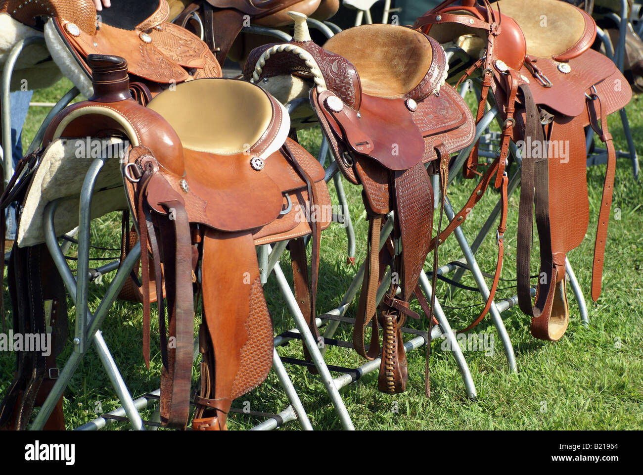 Western Saddles Stock Photo