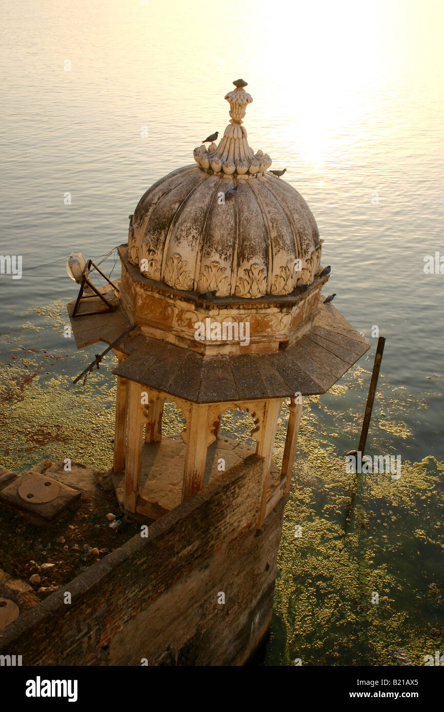 Magnificent Sunset over Lake Pichola, Udaipur, Rajasthan, India Stock Photo