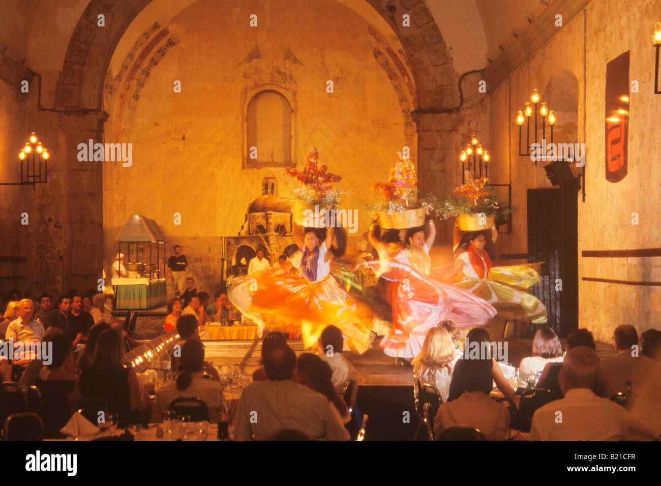 folkloric dancers Camino Real Hotel Oaxaca Mexico Stock Photo