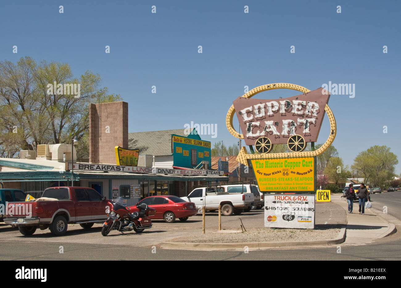 Arizona Seligman Historic Old Route 66 Copper Cart Cafe and souvenir shop Stock Photo