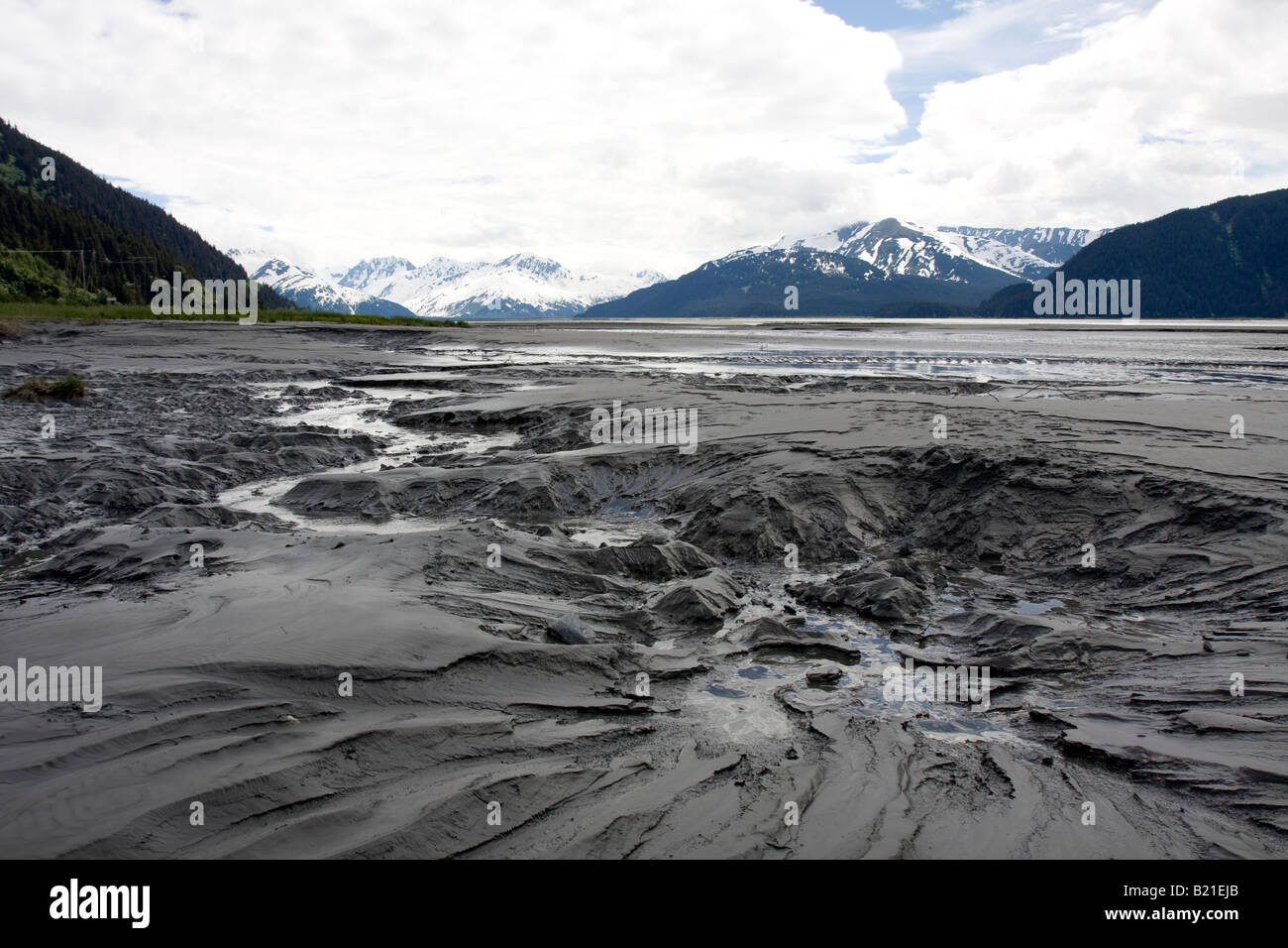 Sand flats on Turnagain Arm, Cook Inlet, Alaska, USA Stock Photo