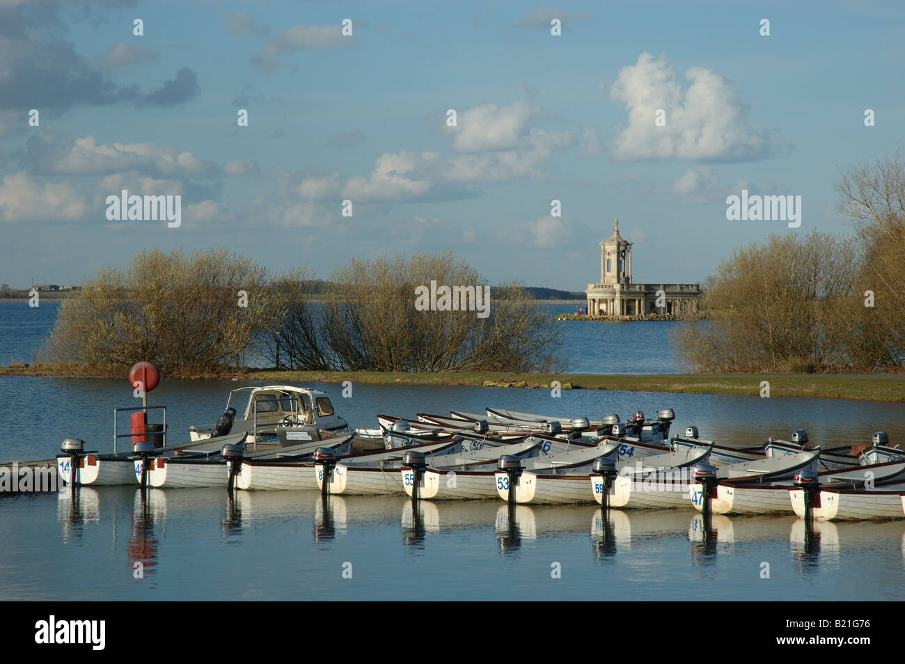 fishing boats for hire, Normanton, Rutland Water, England, UK Stock