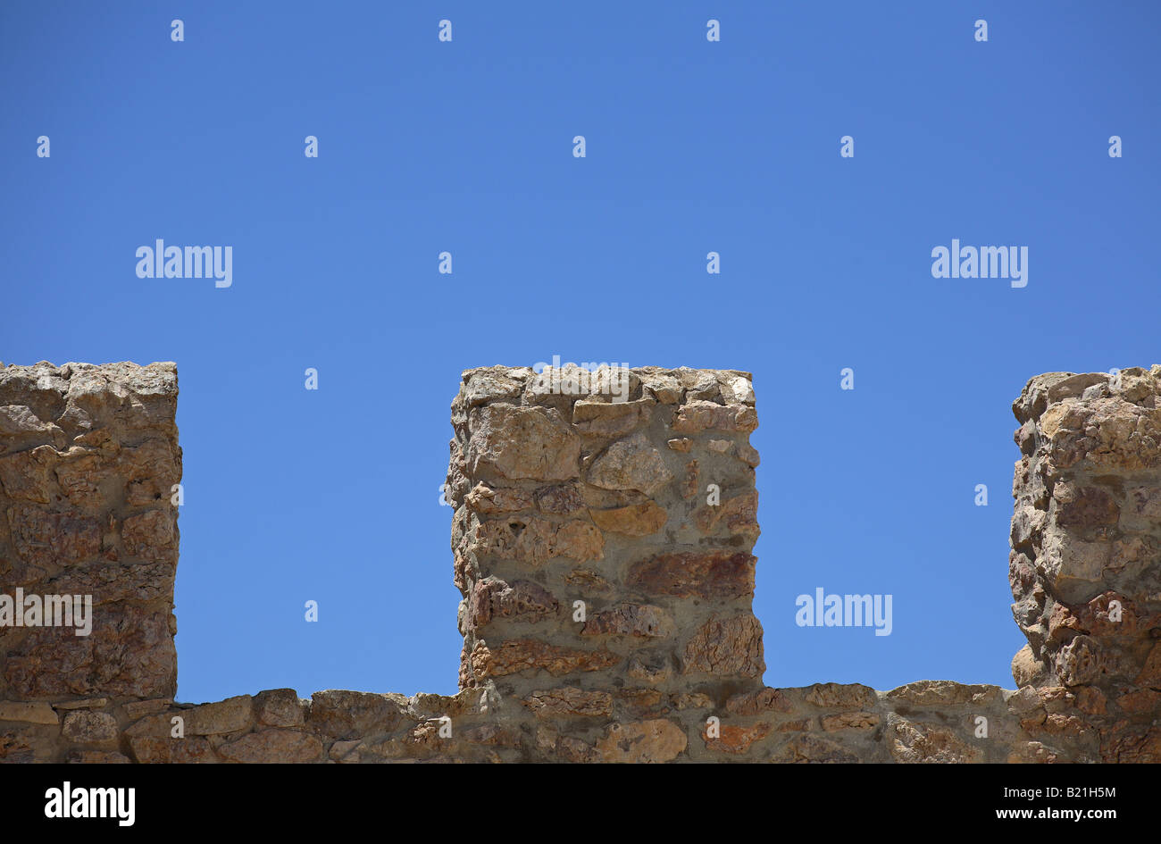 A stone wall at Fortaleza de Sagres, Sagres, Algarve, Portugal Stock Photo