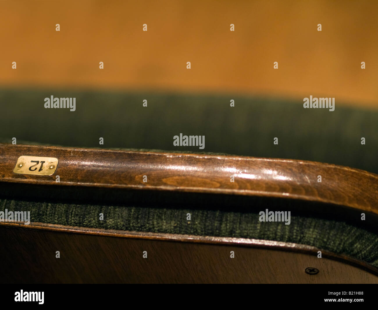 Thatre Chair Rear View Close-up of theatre seat, rear view Stock Photo - Alamy