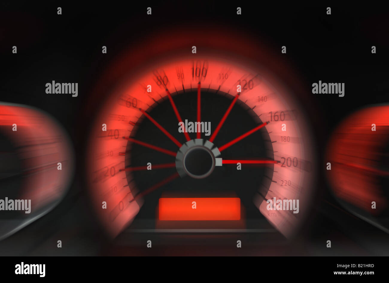 Concept speed The panel of the car of 200 km h going on the speed Stock ...