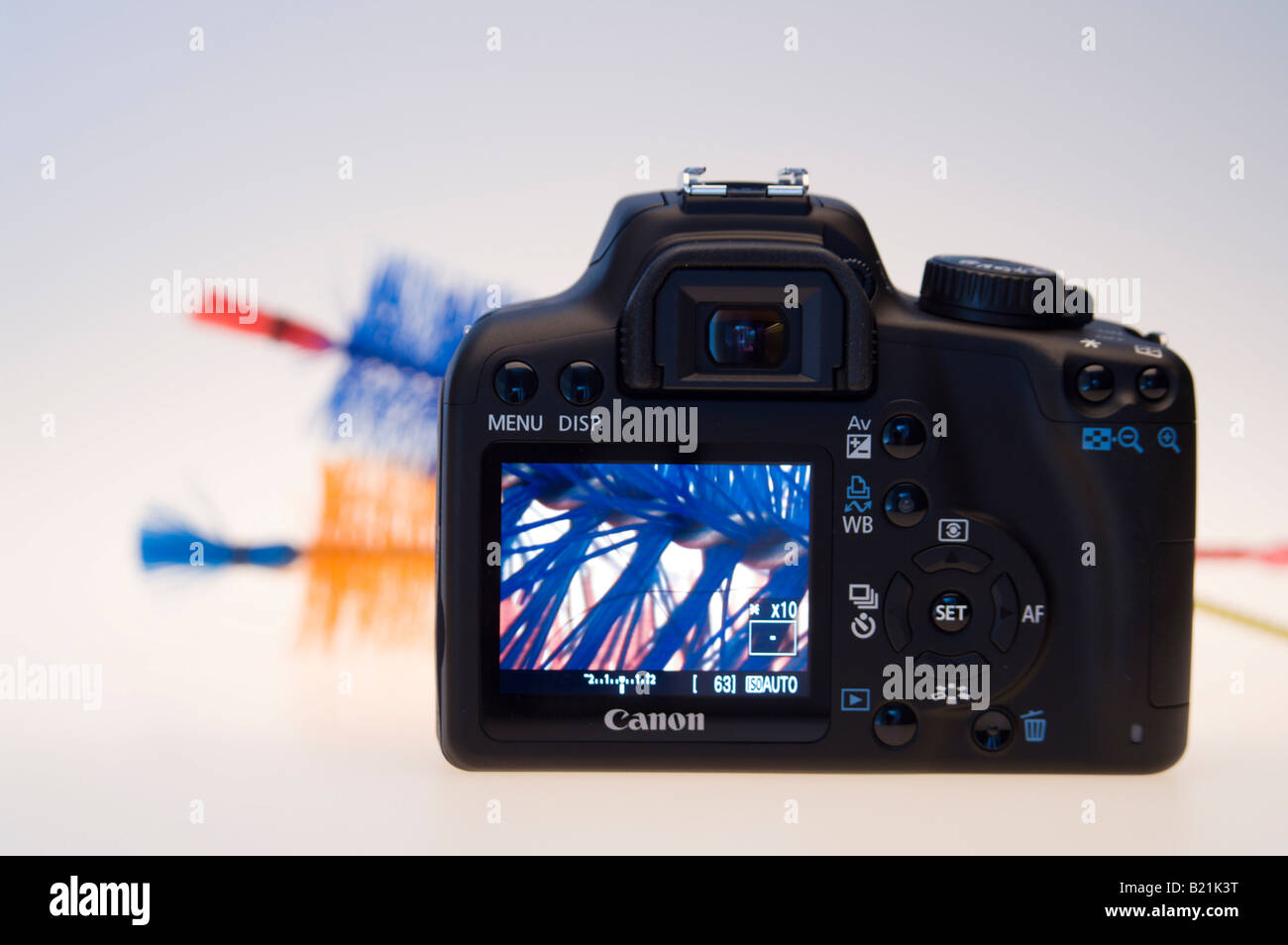 Canon EOS 1000D digital SLR camera July 2008 launch product shot Live View  function 10X view for manual focusing Stock Photo - Alamy