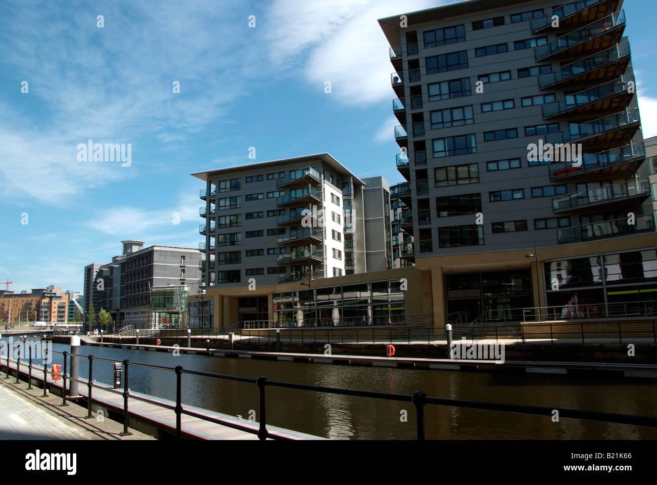 Clarence Dock with apartment blocks beyond Stock Photo Alamy