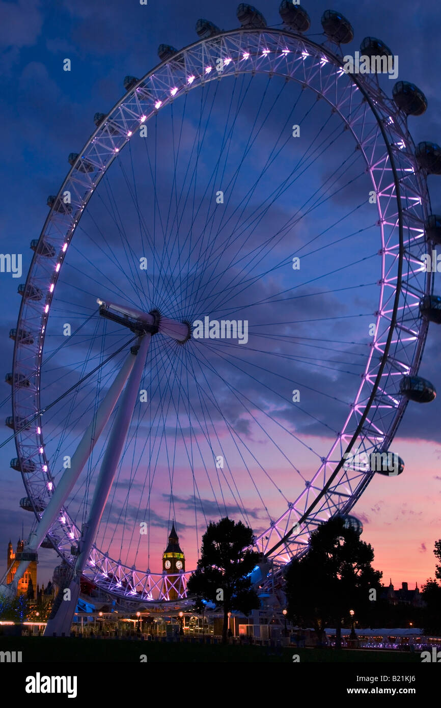 london eye at sunset Stock Photo