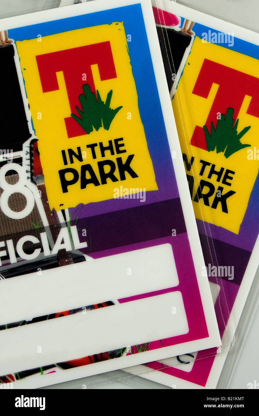 Official passes to the 'T in the Park' music festival held on the 11th-13th July 2008 in Balado, Perth and Kinross, Scotland, UK Stock Photo