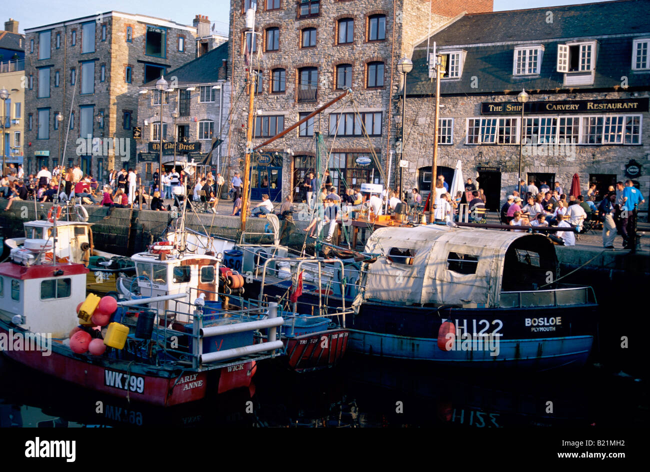 Bars at the Barbican old harbour Plymouth Devon England Stock Photo Alamy