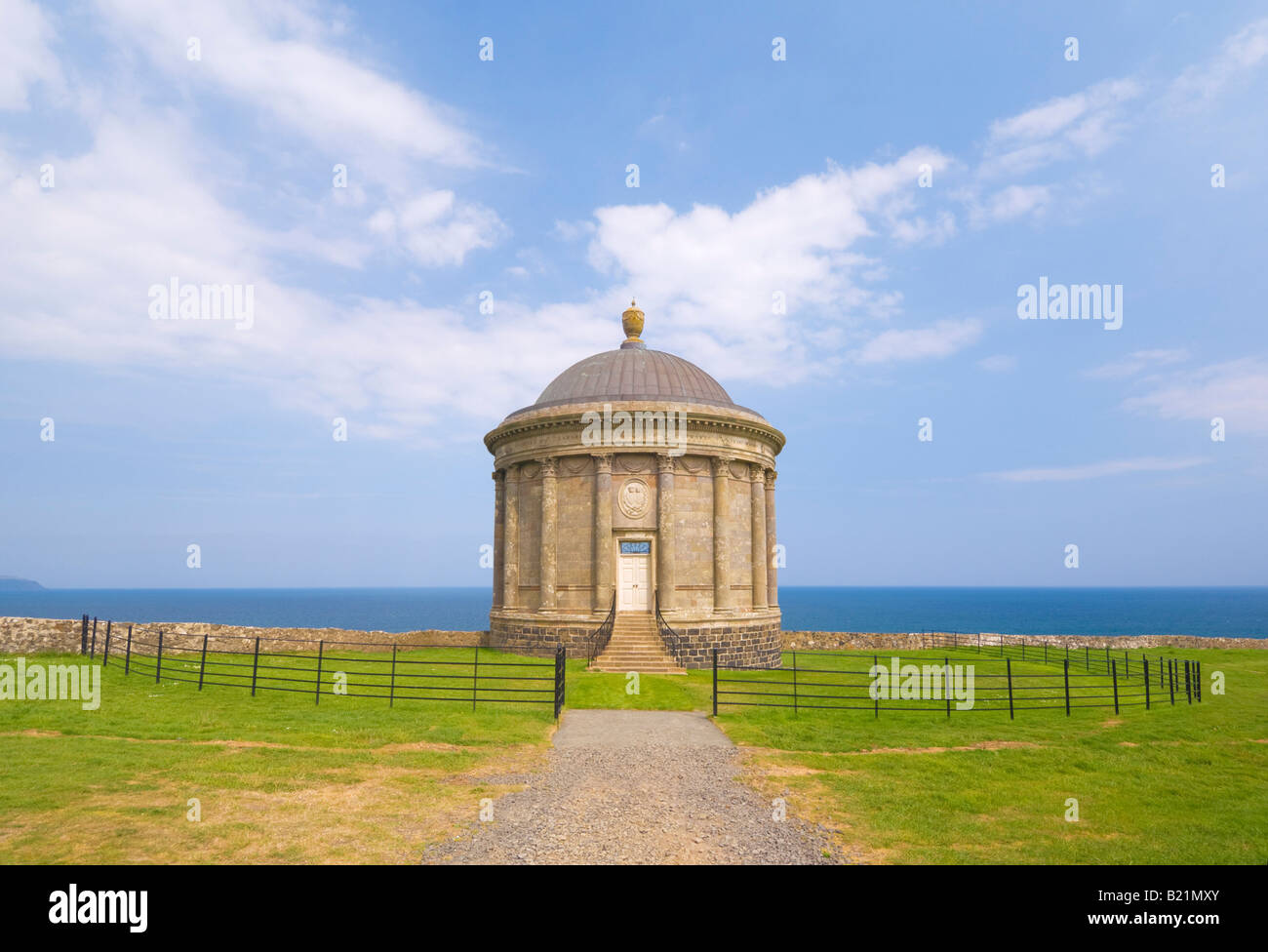 The Mussenden temple perched on a cliff edge is part of the Downhill estate County Londonderry Northern Ireland GB UK EU Europe Stock Photo