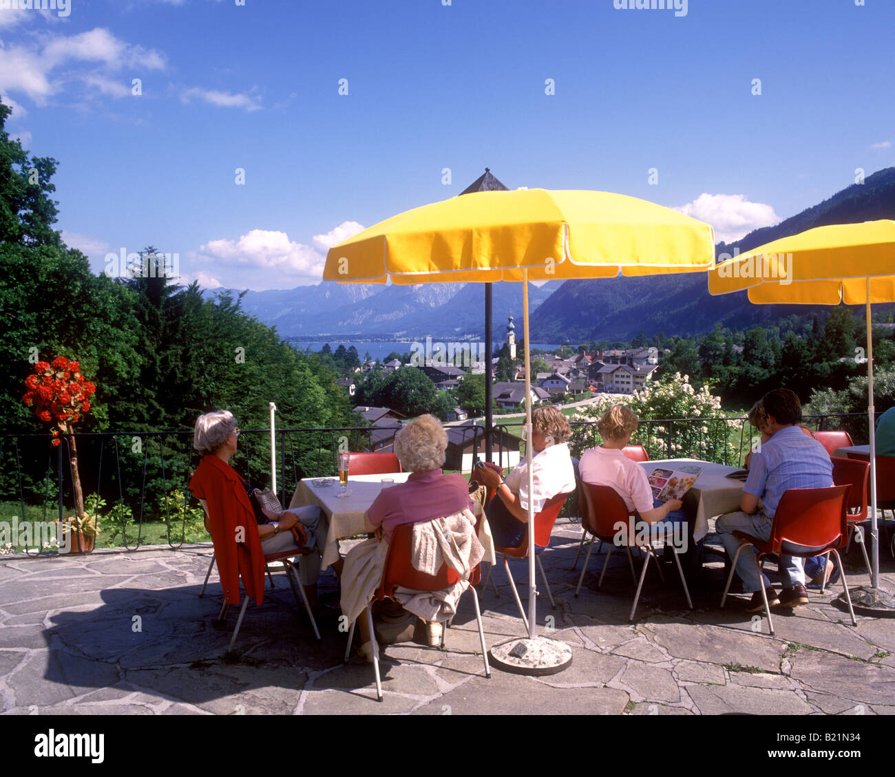 Austria Colourful View Of Wolfgangsee From Cafe Haus Am Hang Above