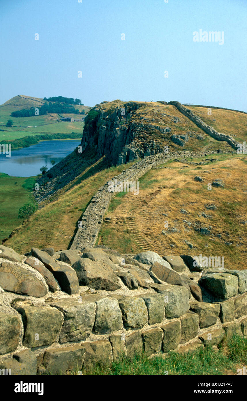 Hadrian s Wall roman defense wall near Housesteads Northumberland
