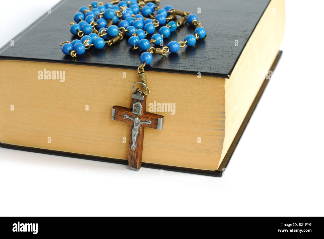 Holy Bible and Rosary Stock Photo