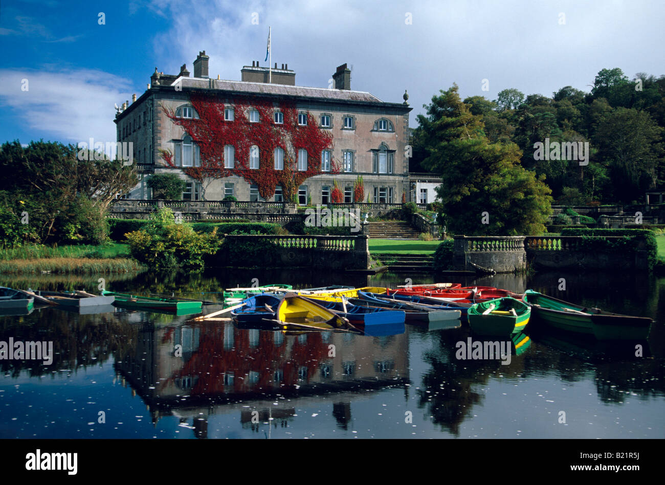 View of Westport House with boats Westport County Mayo Ireland Stock