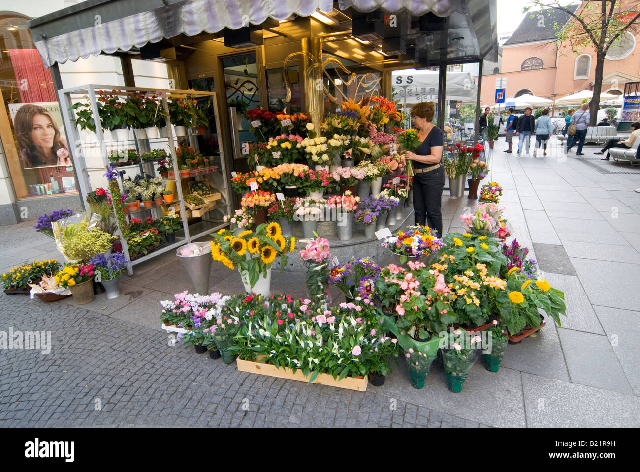Flower Shop Karntnerstrasse Downtown Vienna Austria Europe Stock Photo