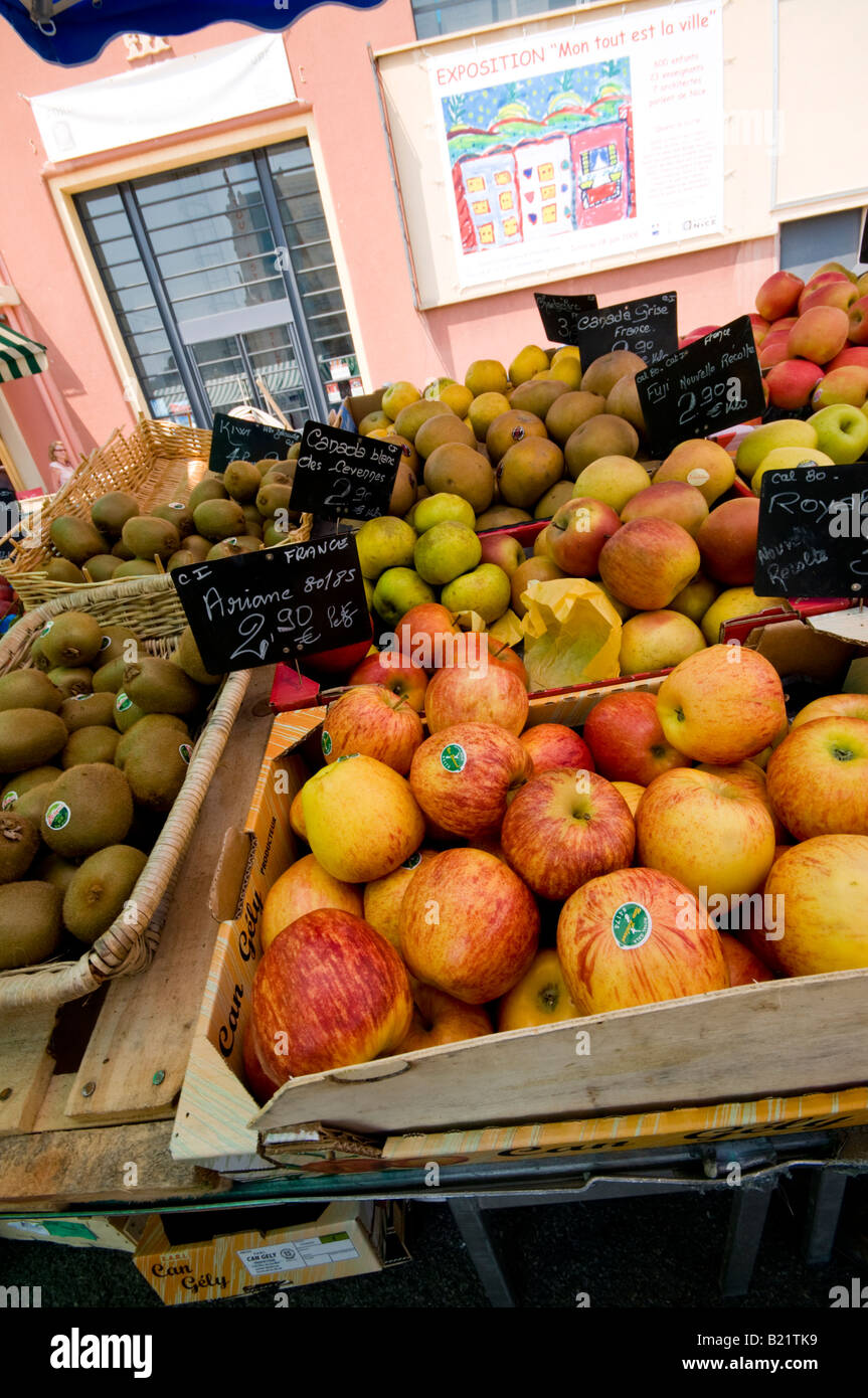 Fruit stall, Cours Saleya Market, Old Town of Nice, South France Stock Photo