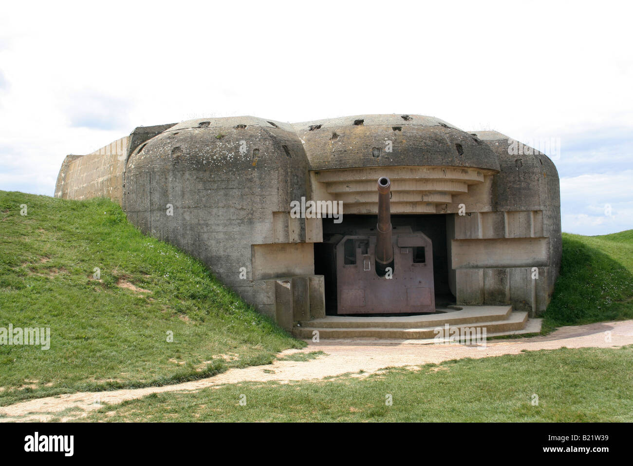 German gun battery at Longues sur Mer, Northern France. Stock Photo