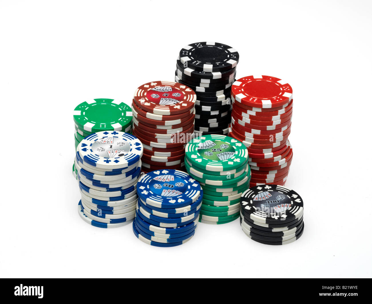 Stacked piles of Poker Chips Stock Photo Alamy