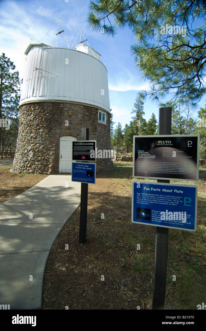 The Pluto Dome at the Lowell Observatory where Clyde Tombaugh discovered Pluto. Stock Photo