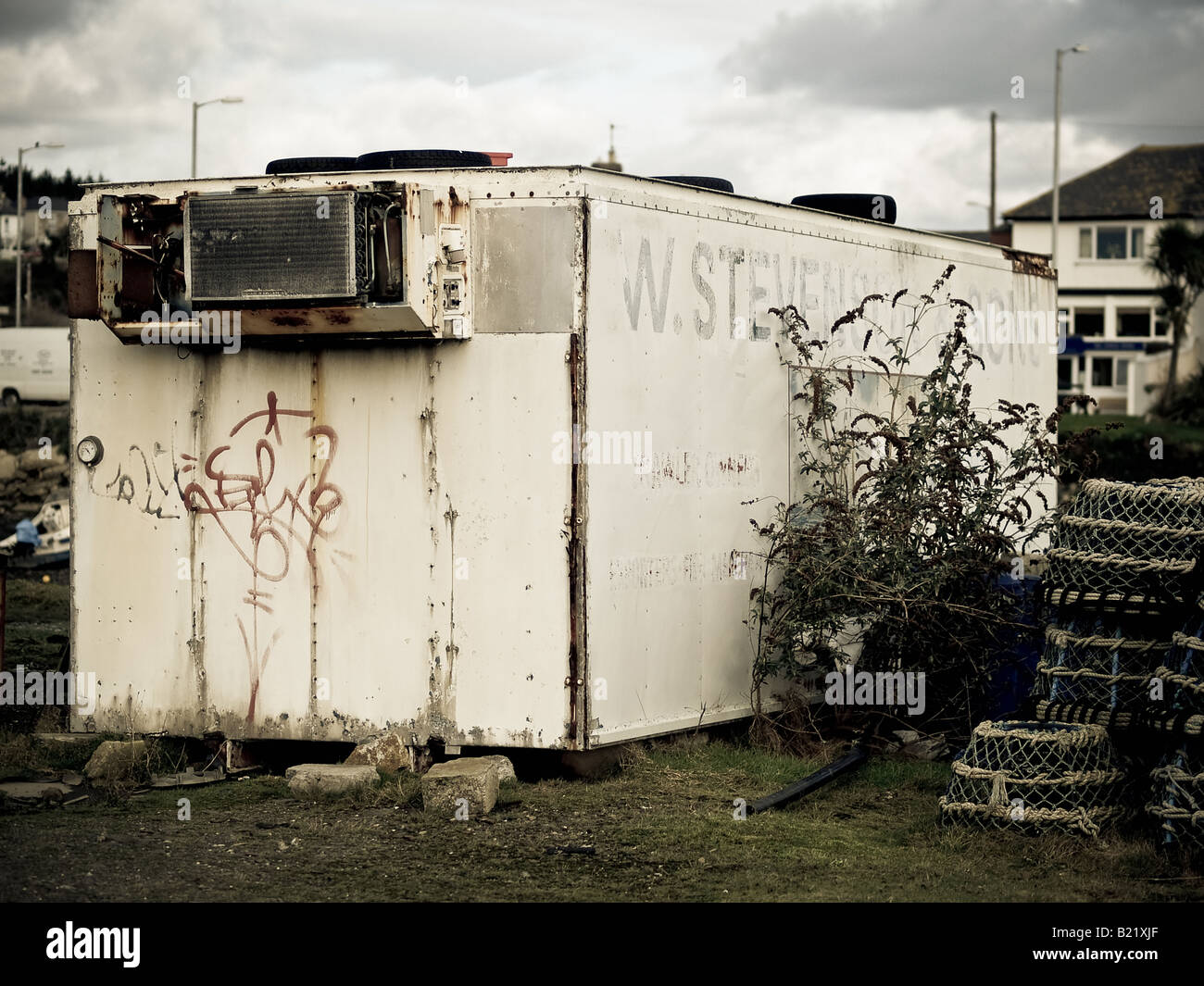 Abandoned storage container, Hayle Stock Photo Alamy