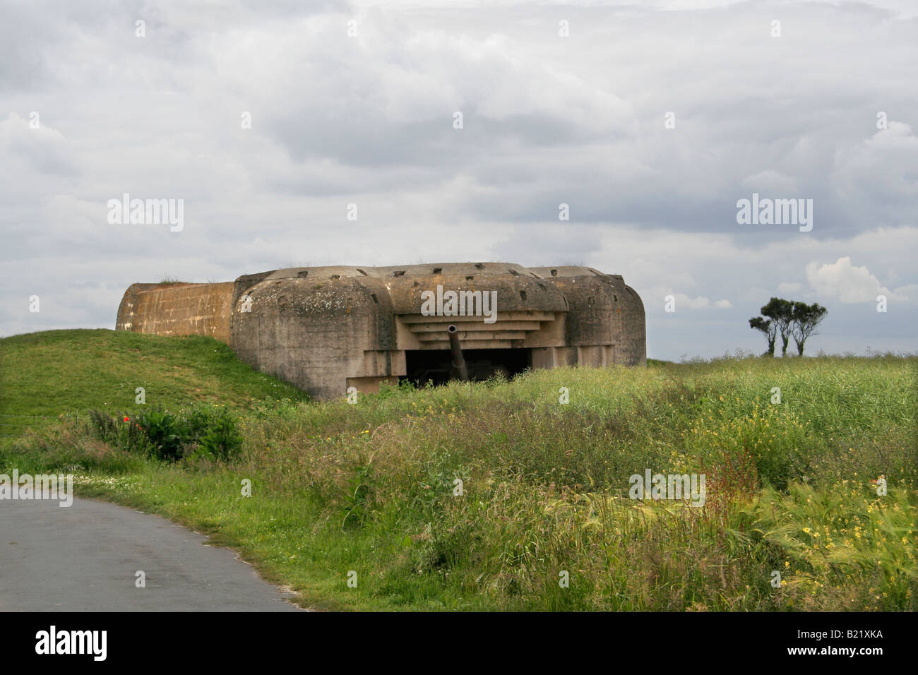 German gun battery at Longues sur Mer, Northern France. Stock Photo