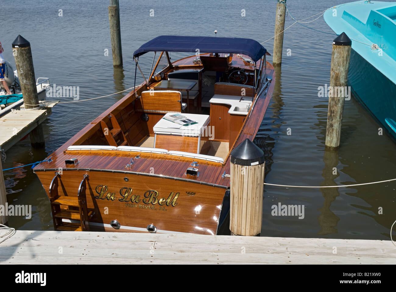 ca 1969 classic wooden boat at annual Apalachicola Historic Antique and Classic Boat Show