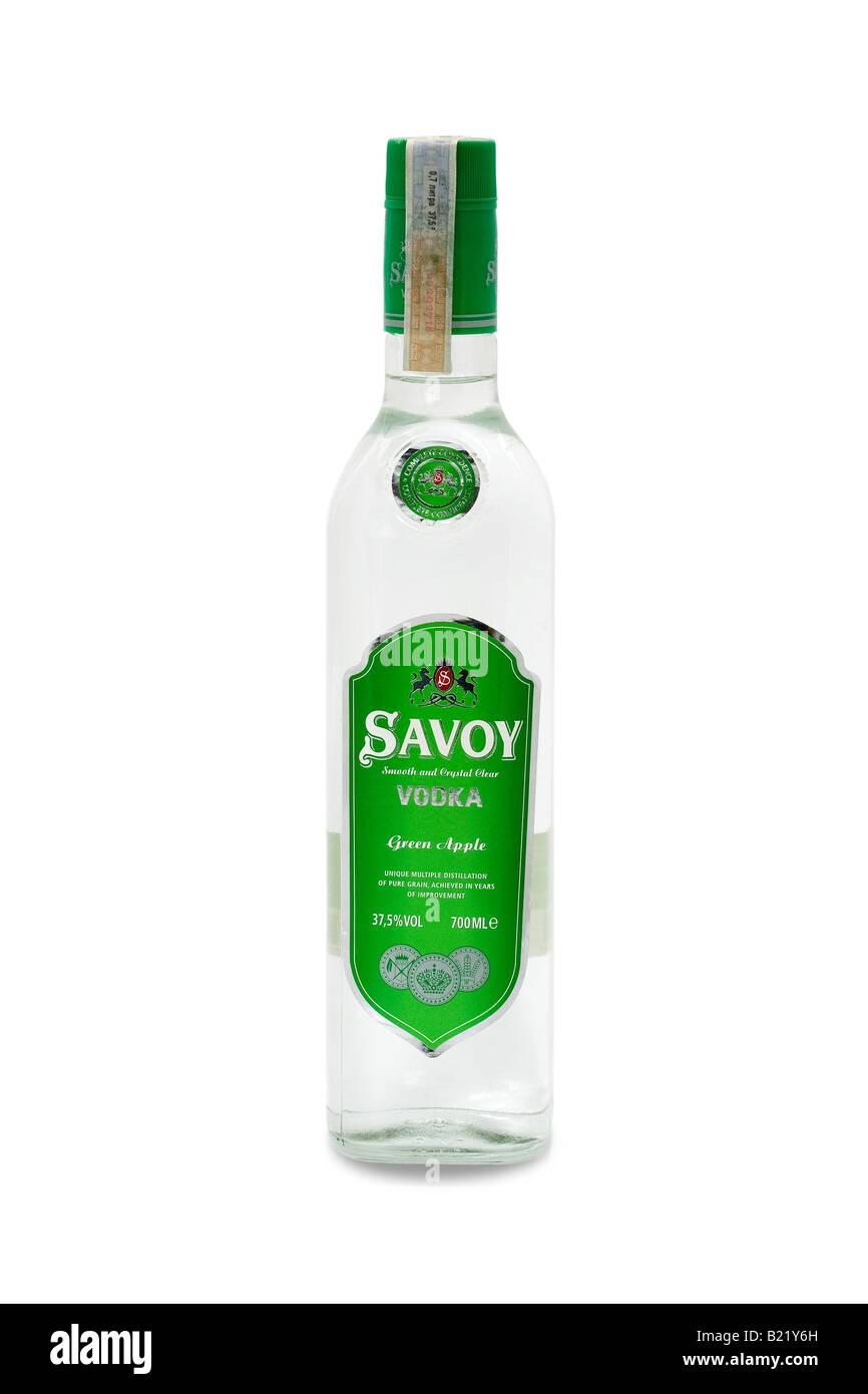 Savoy smooth and crystal pure vodka green apple Stock Photo