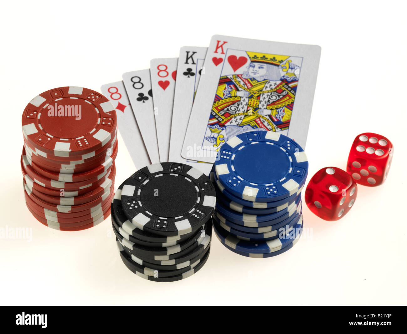 Playing Cards, Poker Chips & Dice Stock Photo Alamy