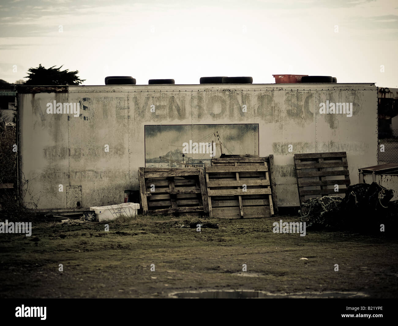 Abandoned storage container, Hayle Stock Photo Alamy