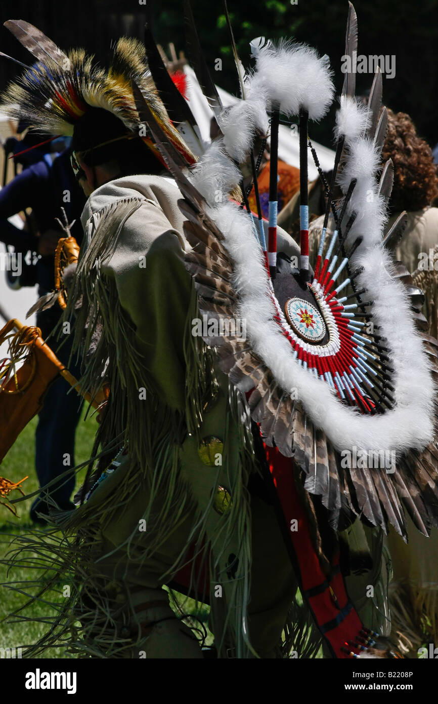 Native American man dancing Shawnee tribe Indians in Ohio OH USA  US living daily life lifestyle hi-res Stock Photo