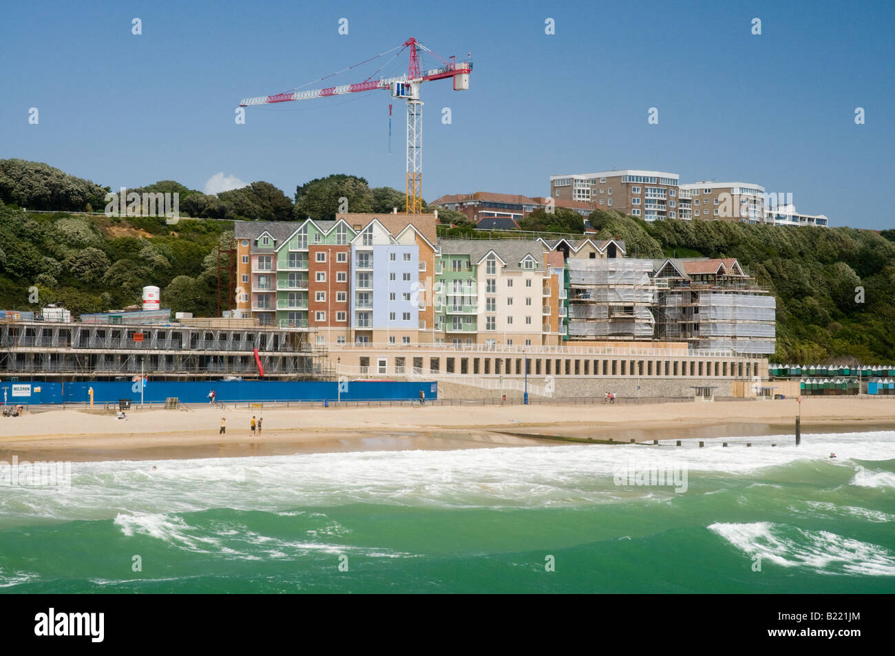 Spa beach showing the development of luxury apartments and