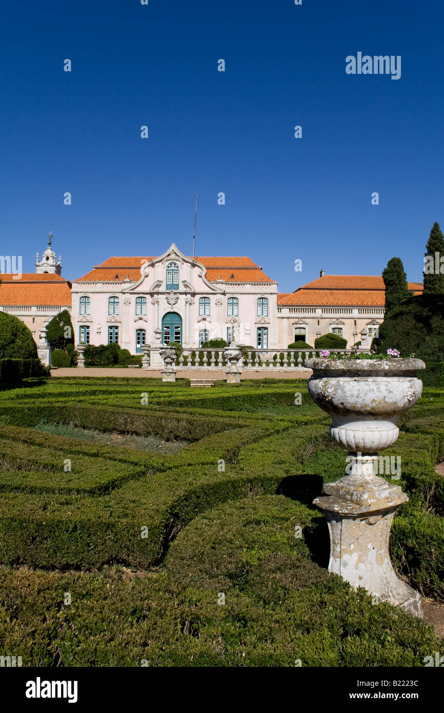 Neptune gardens (baroque) and one of the facades of the Queluz Royal