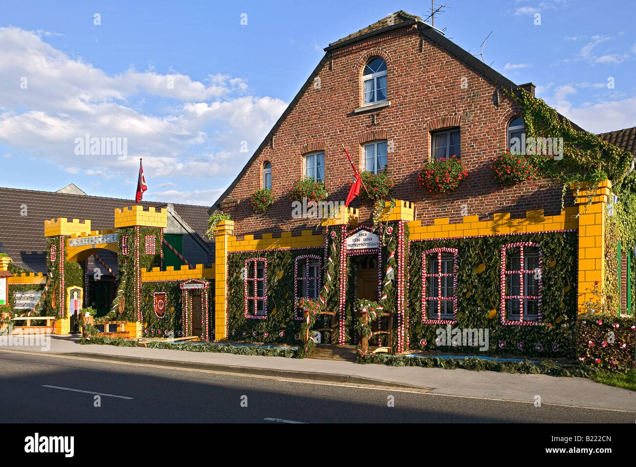 decorated house for traditional festival Schützenfest Germany Europe Stock Photo