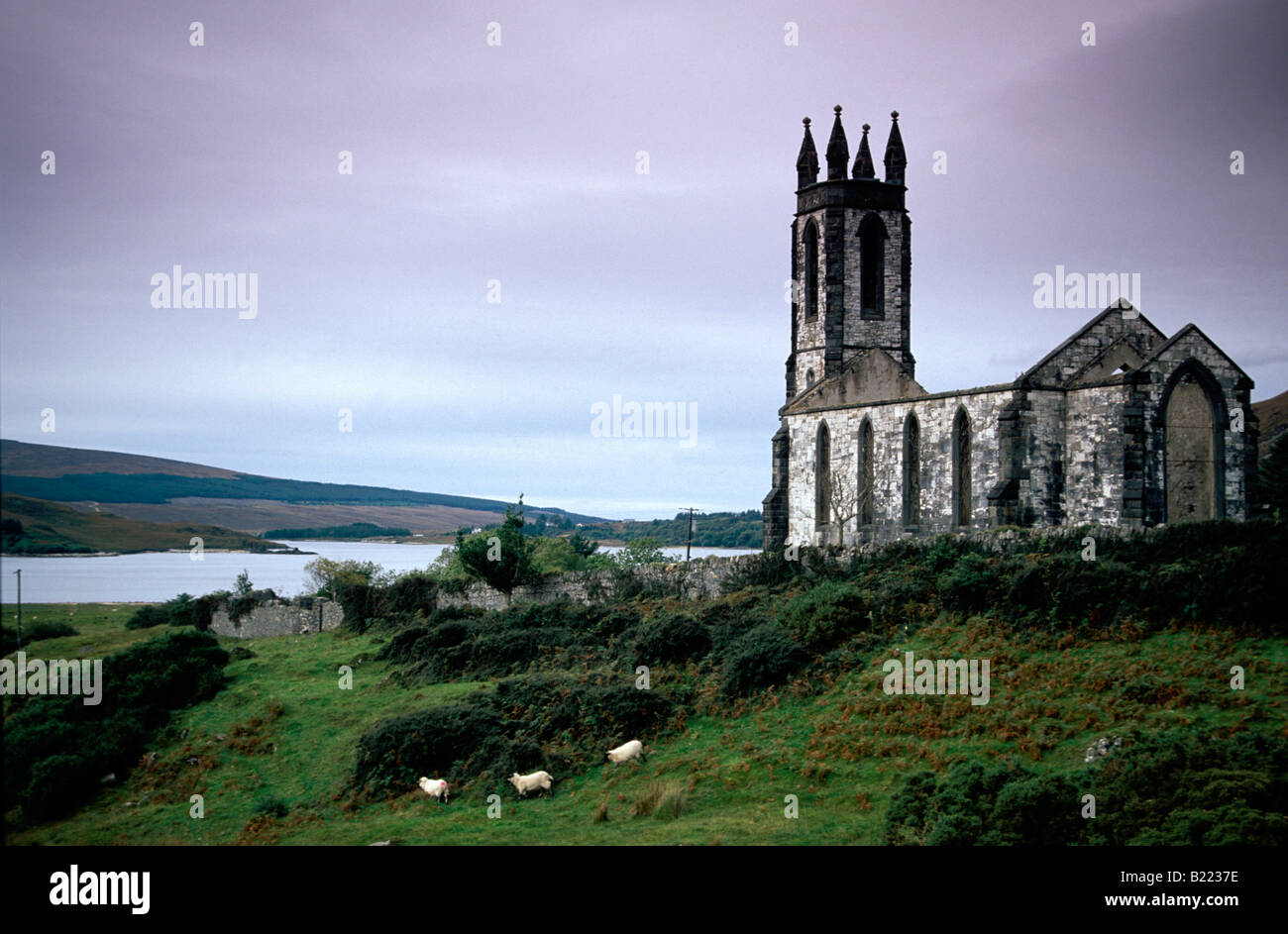View of church ruin Dunlewy Poisoned Glen County Donegal Ireland Stock Photo