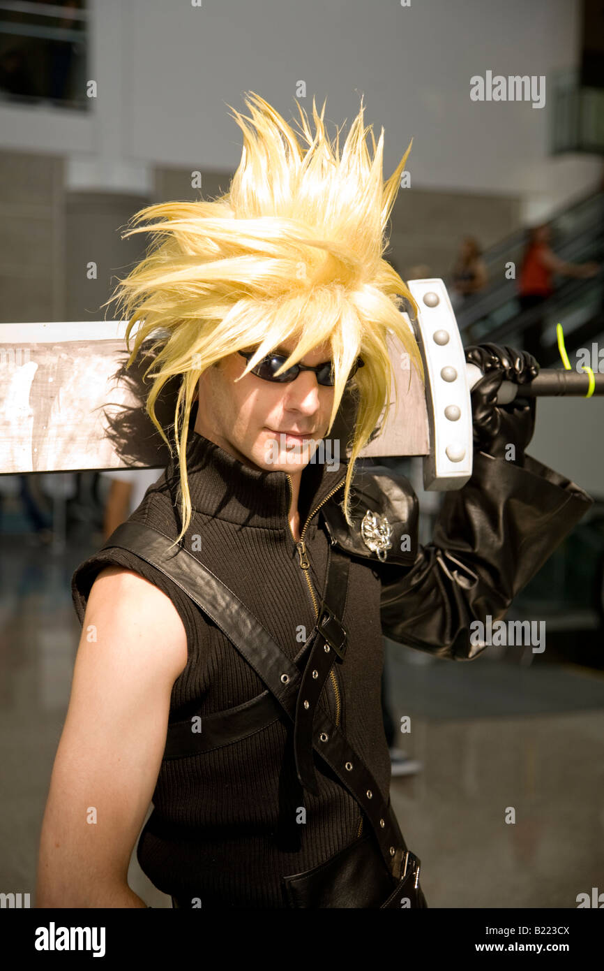 Anime Expo 2008 Los Angeles Convention Center July 4th 2008 Anime fan dressed up as Cloud Strife from Final Fantasy 7 Stock Photo