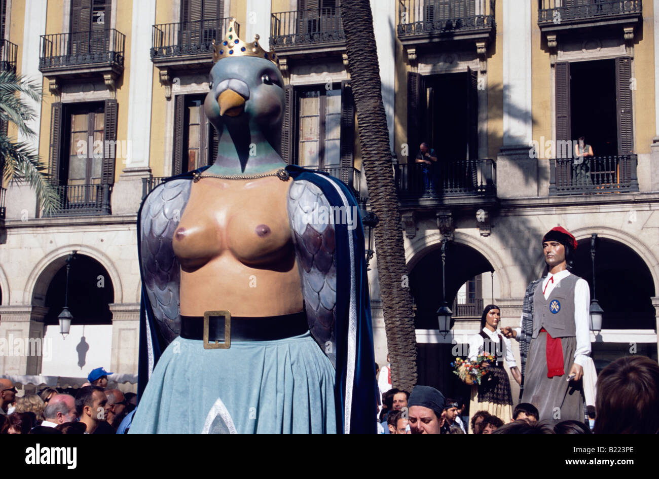 Gegantes 5m Giants Parade at Placa Reial Festa de la Merce Barcelona Catalonia Spain Stock Photo