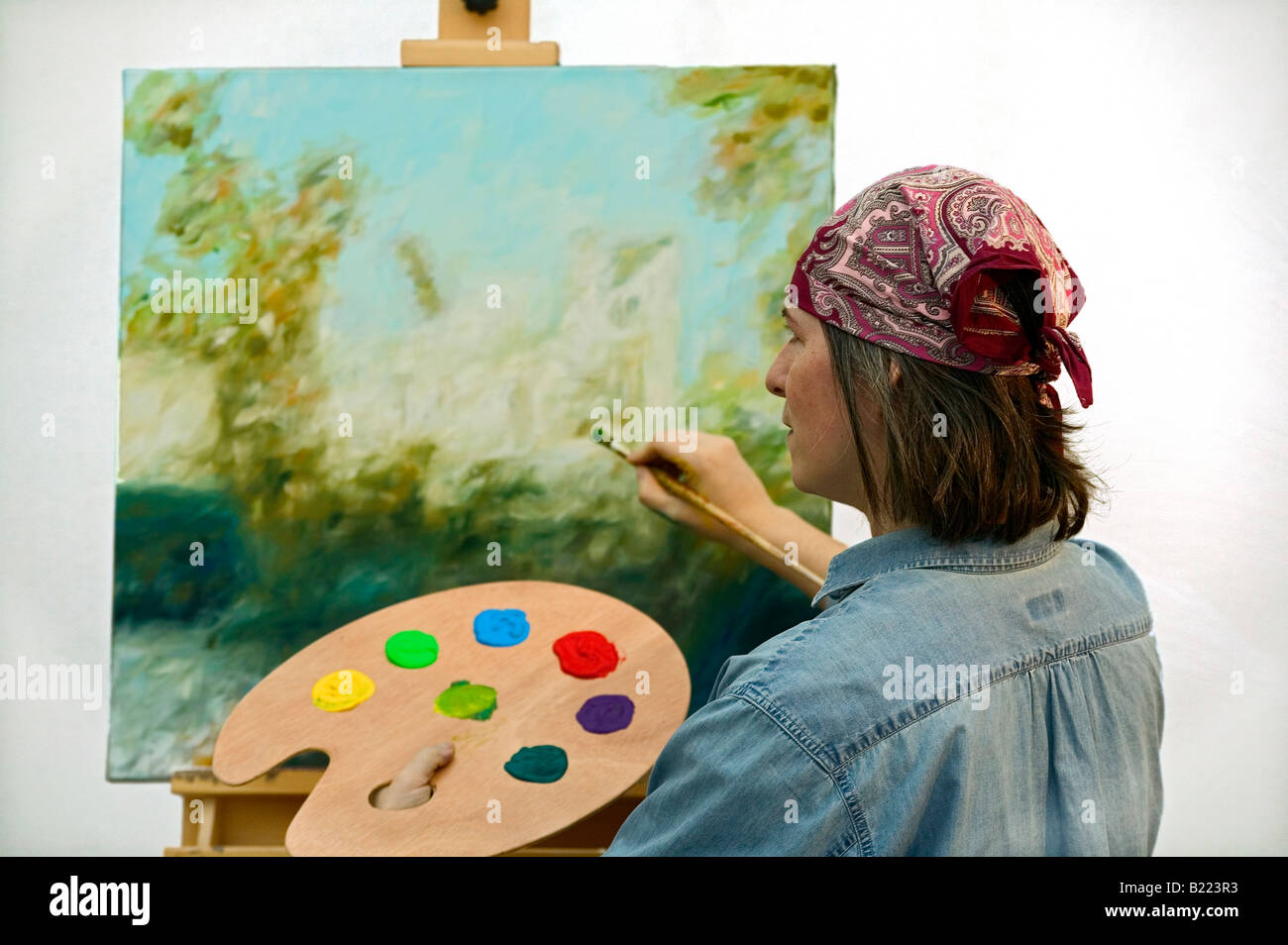 artist is painting Stock Photo