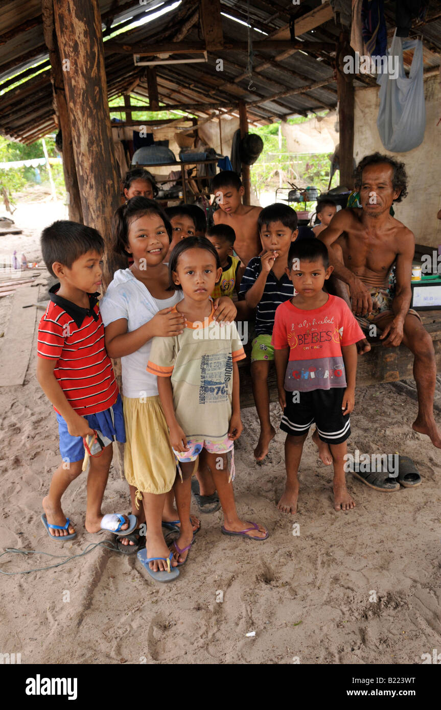children posing for a photo, koh sakurn(pig island), trang province , thailand Stock Photo