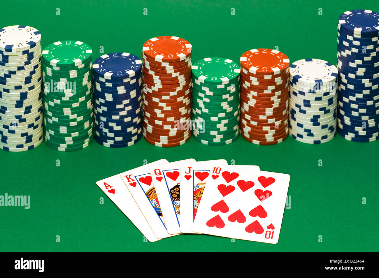 Poker game chips table cards Stock Photo Alamy