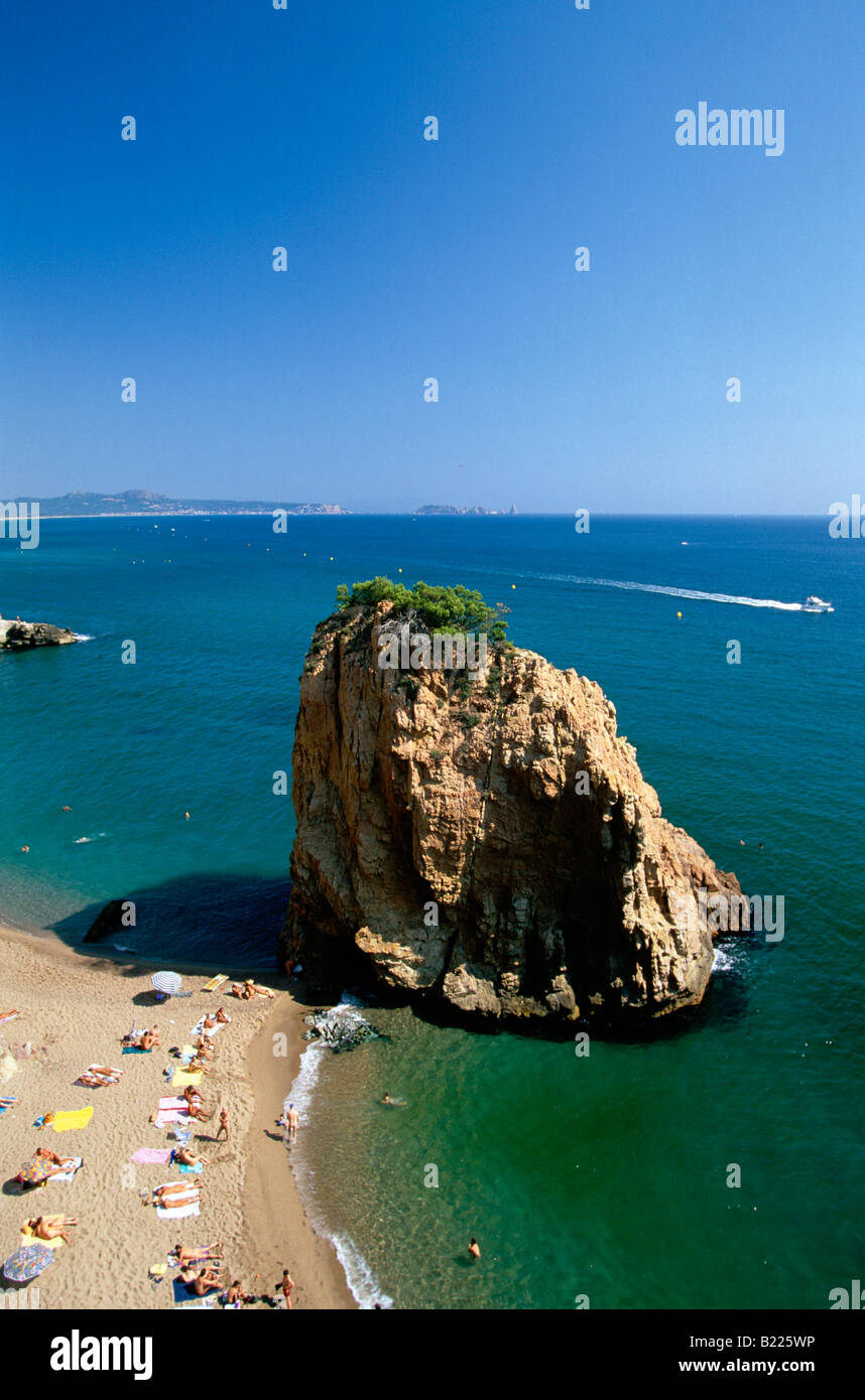 Nudist beach Platja de la Illa Rocha Begur Costa Brava Catalonia Spain ...