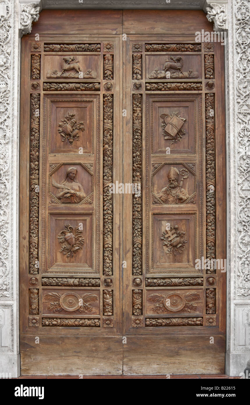 Wooden Door Of The Largest Franciscan Church In The World