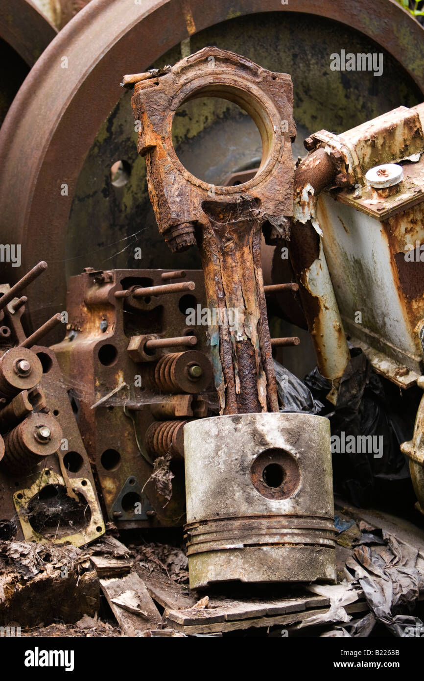 Piston from inside locomotive diesel engine, on railway scrap heap Stock  Photo - Alamy