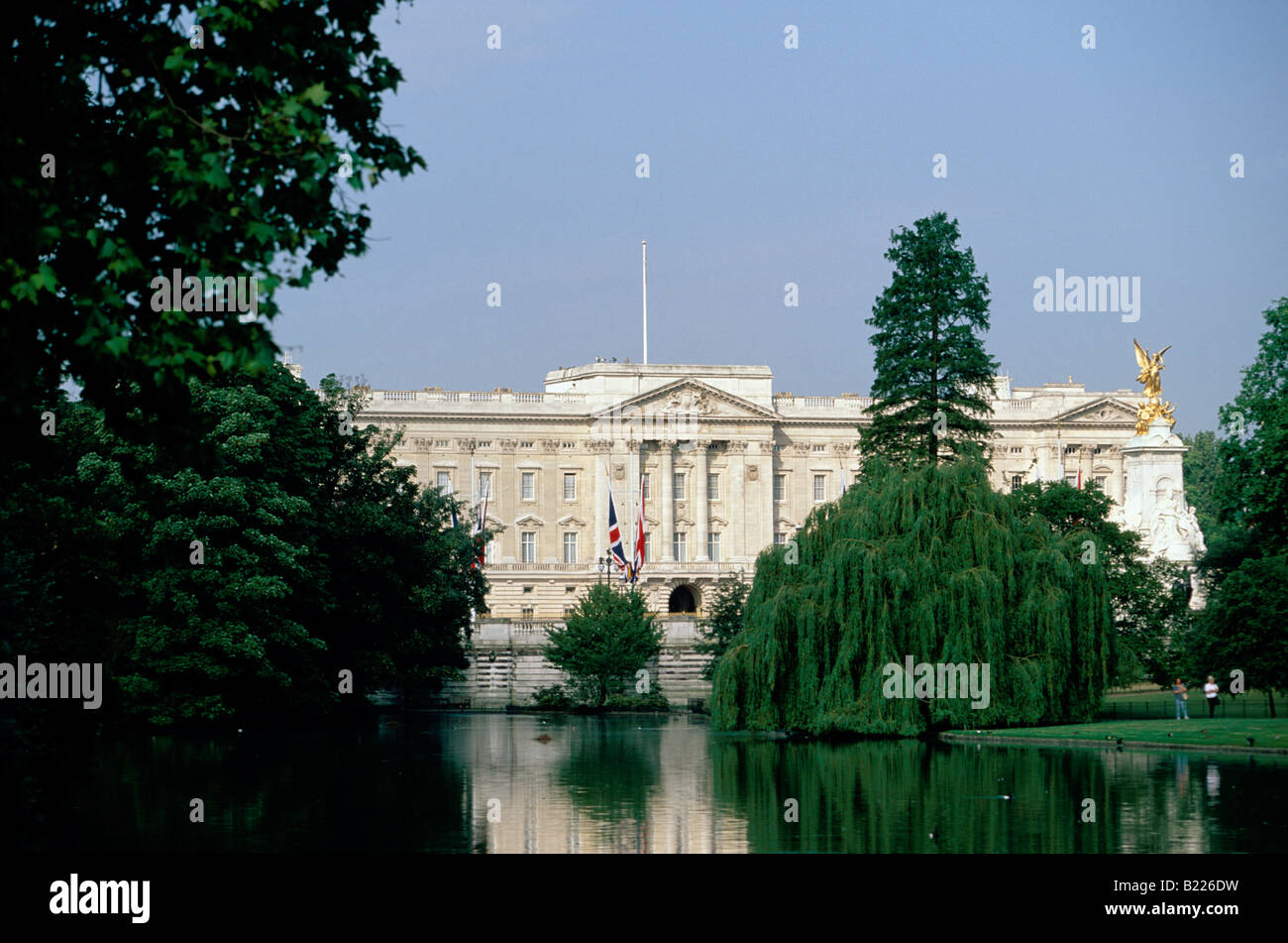 Exterior of the Buckingham Palace viewd from St James s Garden London Stock Photo